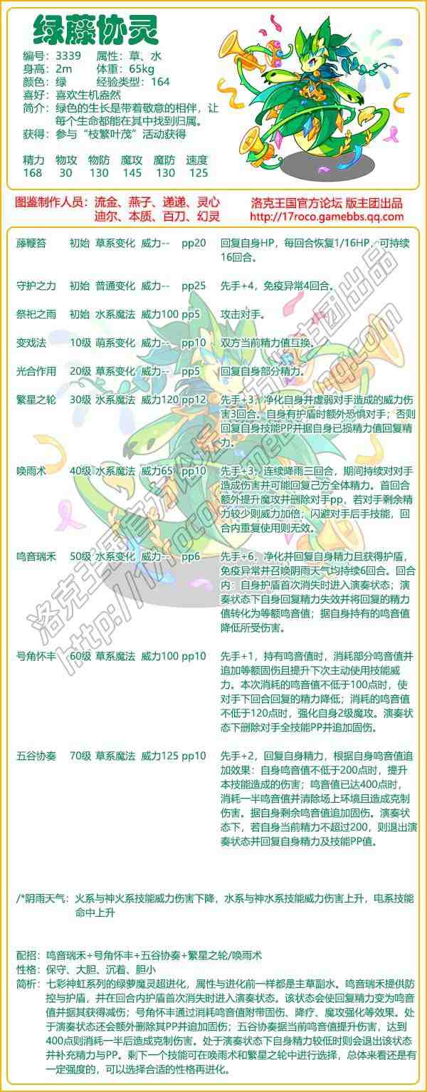 洛克王国绿藤协灵技能搭配