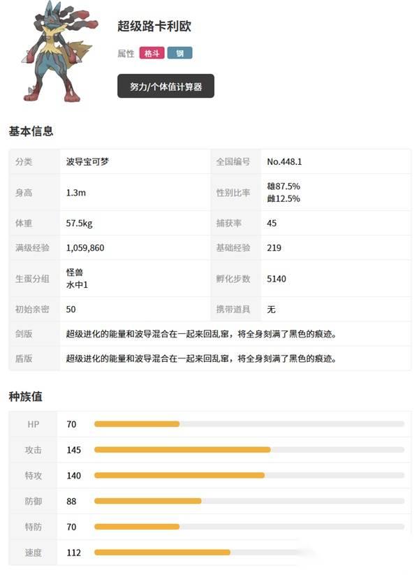 宝可梦传说ZA 路卡利欧及Mega形态介绍 超级路卡利欧Z种族值介绍
