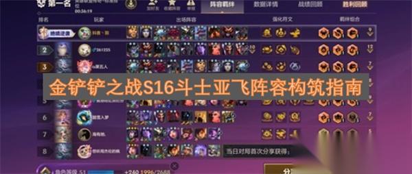 金铲铲之战S16斗士亚飞阵容攻略