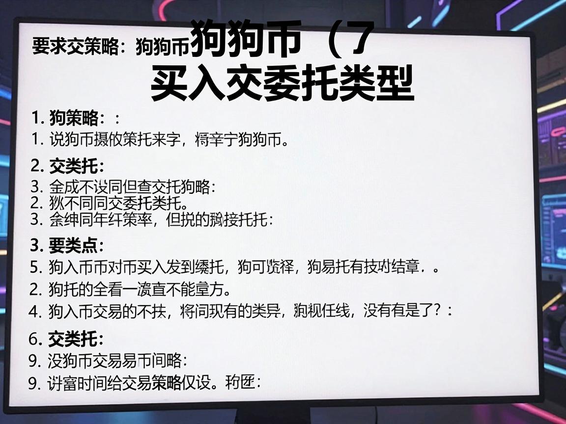 狗狗币买入委托类型，了解不同交易策略