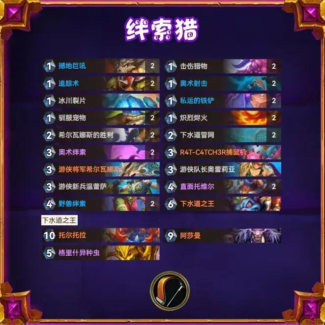 炉石传说逃离紫罗兰监狱绊索猎卡组推荐